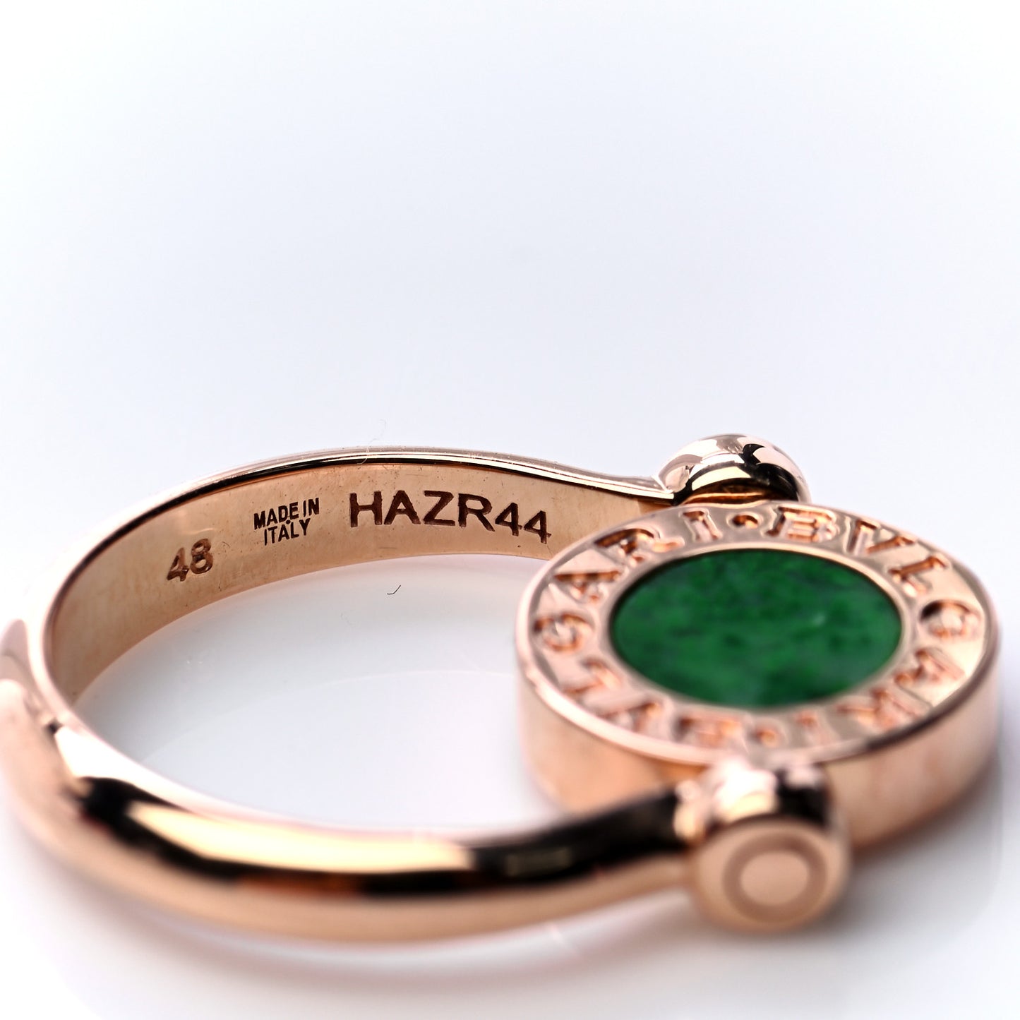 18K Rose Gold Diamond Jade BVLGARI BVLGARI Ring 48 4.5