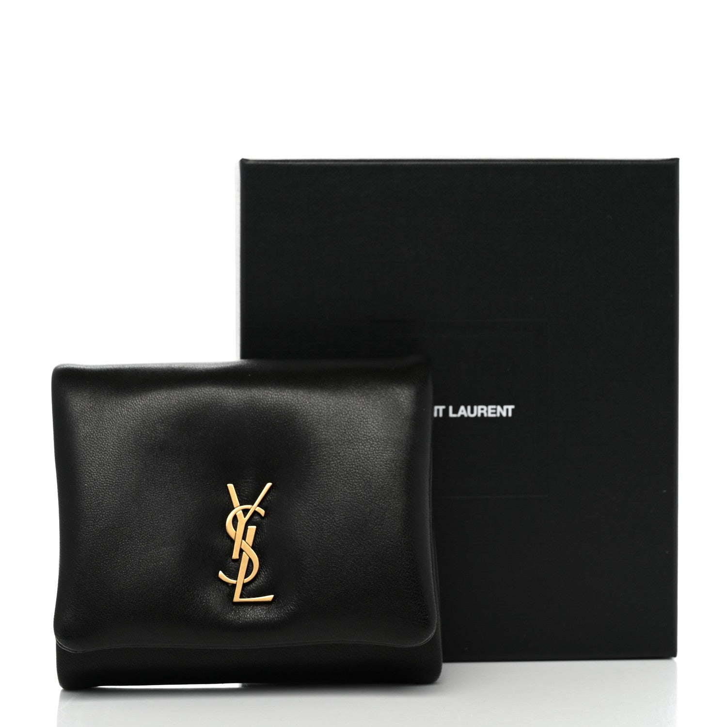Saint Laurent Lambskin Calypso Compact Wallet Black 8 of 8