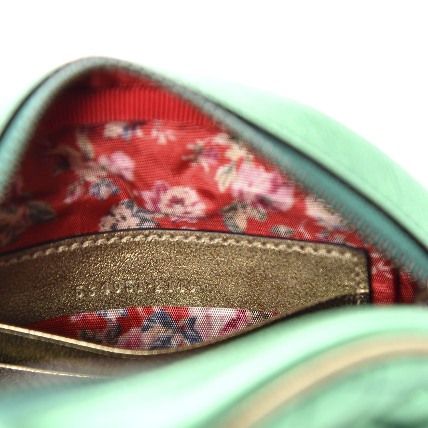Gucci Laminated Nappa Trapuntata Mini Zumi Dome Shoulder Bag Rosso Jasmine Green Rame 7 of 10