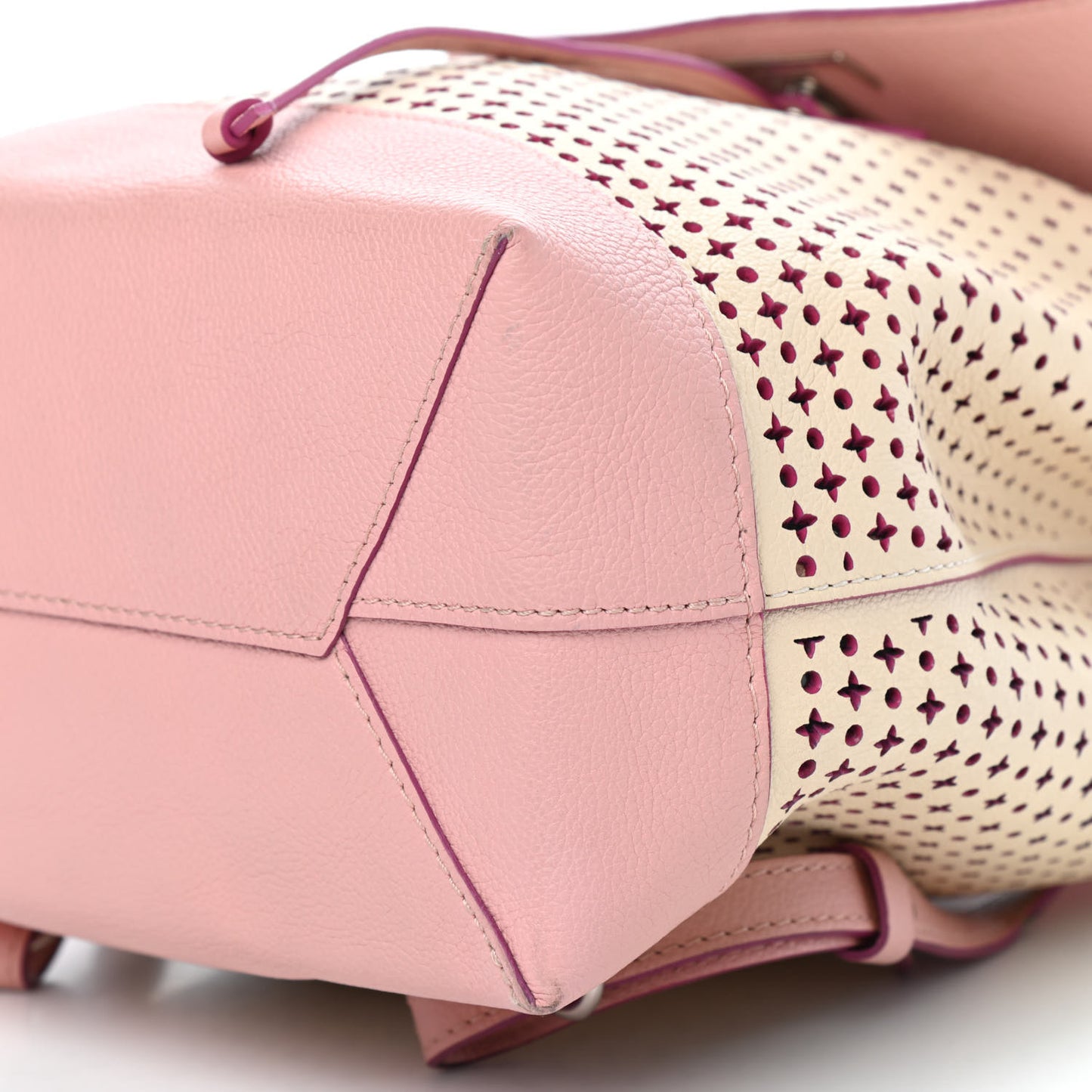 Perforated Calfskin Lockme Backpack Rose Poudre Creme