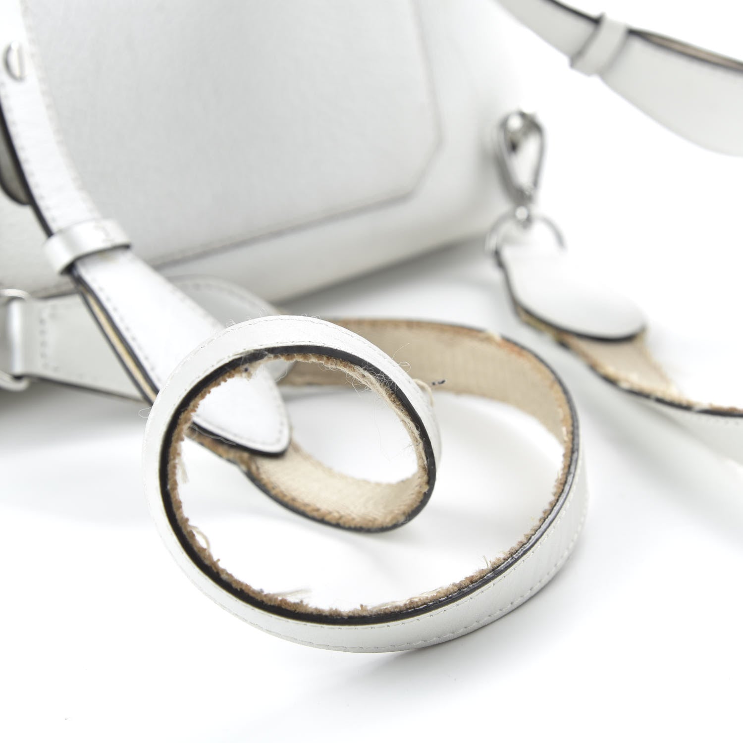 MCM Grained Calfskin Medium Milla Convertible Backpack White Flake 10 of 10