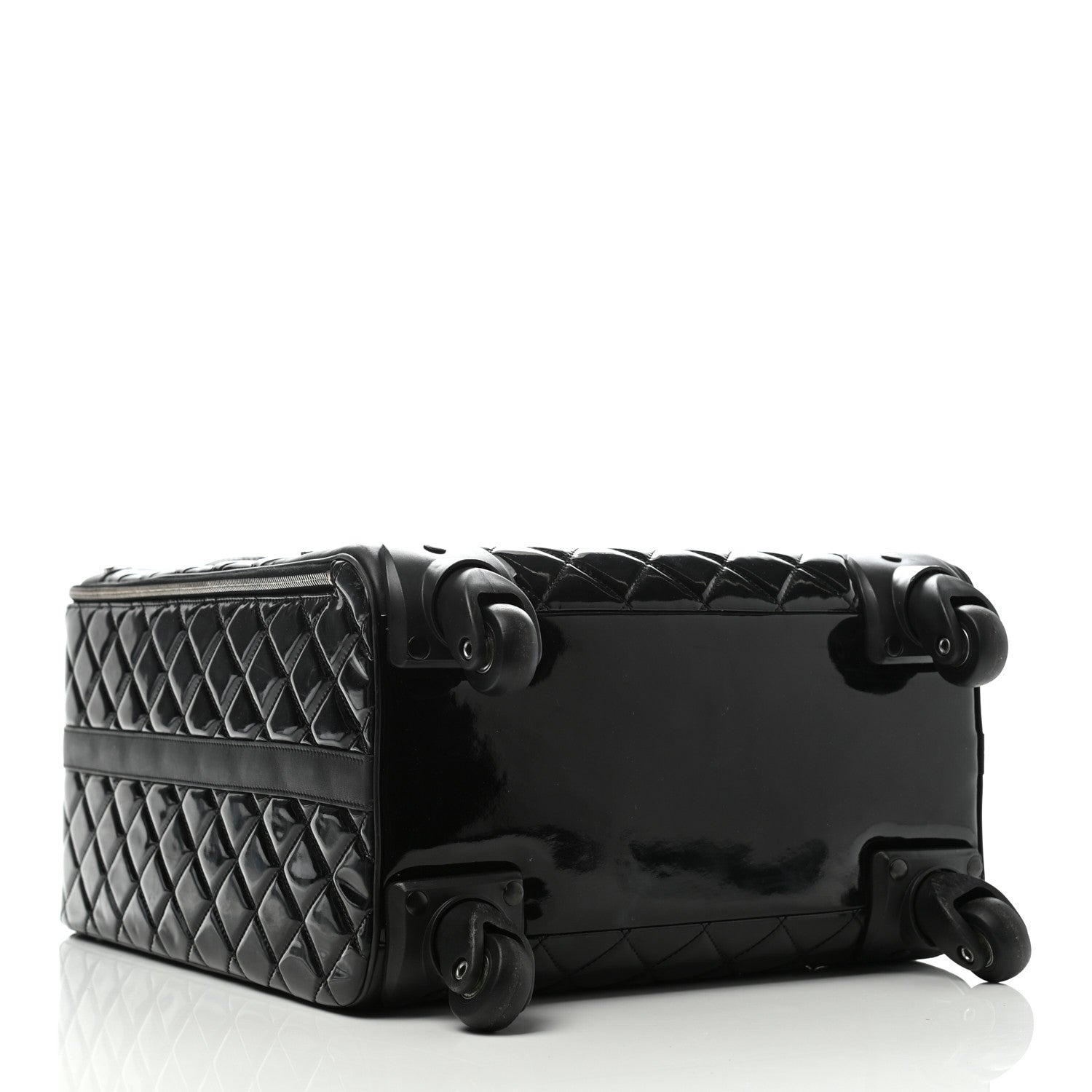 Chanel Vinyl Calfskin Quilted Trolley Rolling Luggage Black 3 of 10