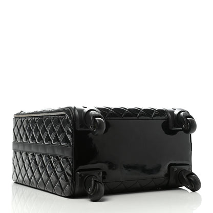 Chanel Vinyl Calfskin Quilted Trolley Rolling Luggage Black 3 of 10