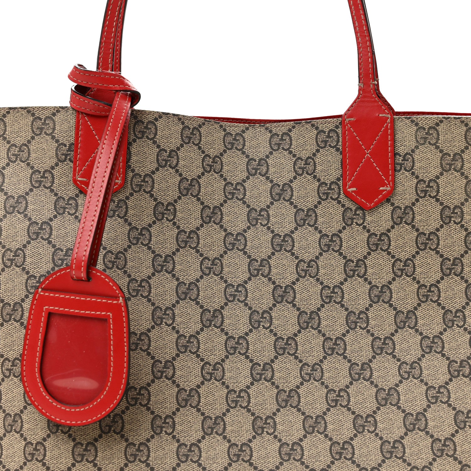 Gucci GG Supreme Monogram Medium Reversible Tote Beige Red 8 of 14