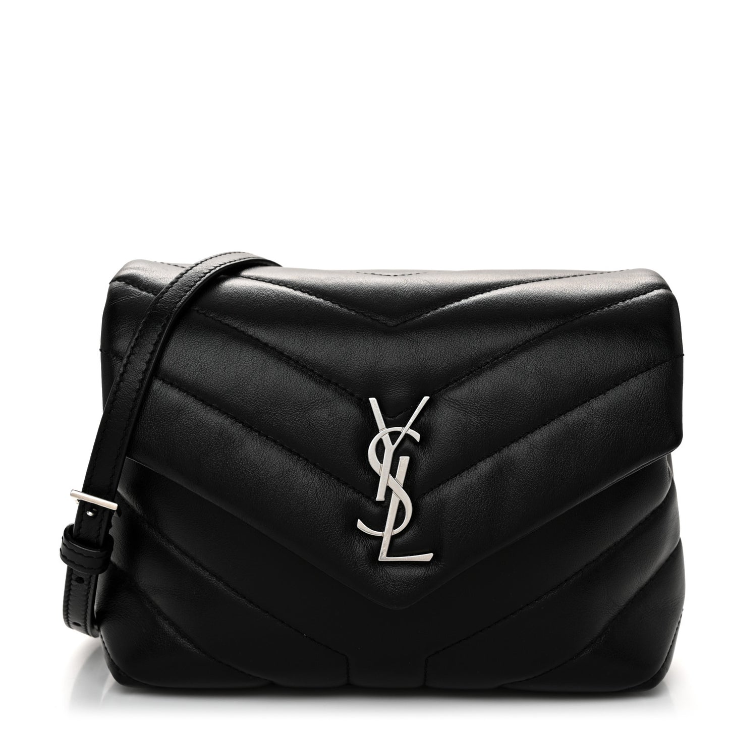 Calfskin Y Quilted Monogram Toy Loulou Crossbody Bag Black