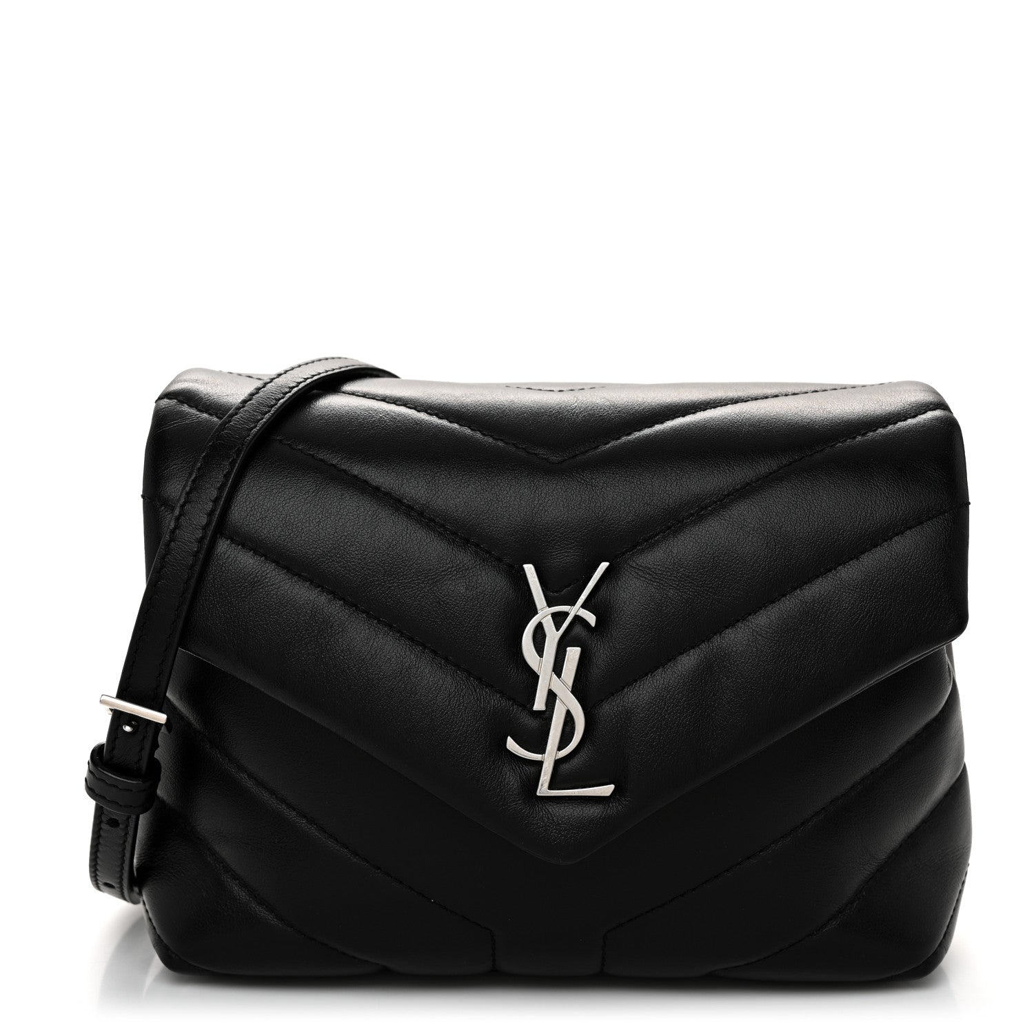 Saint Laurent Calfskin Y Quilted Monogram Toy Loulou Crossbody Bag Black 1 of 10