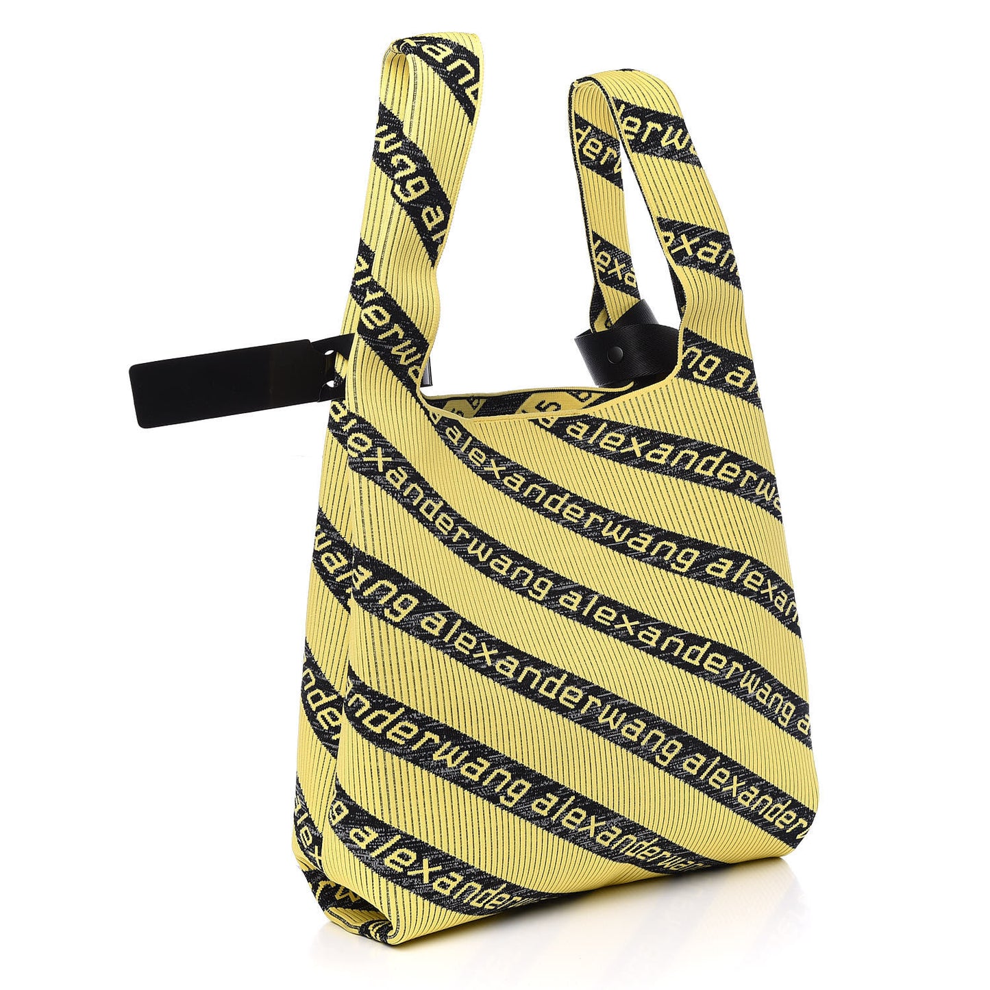 Knit Jacquard Diagonal Logo Shopper Tote Yellow