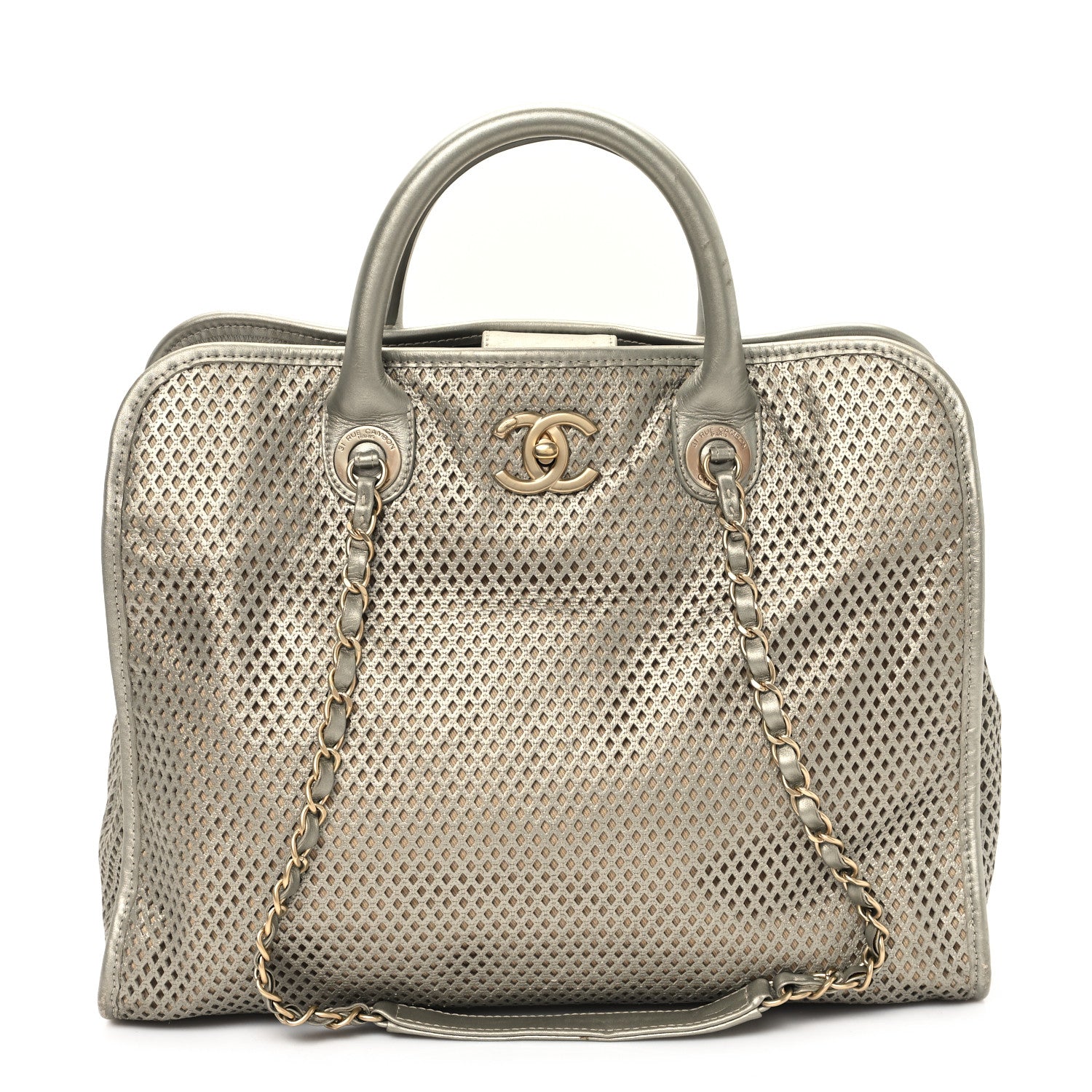 Chanel Metallic Calfskin Perforated Up In The Air Tote Silver 1 of 11