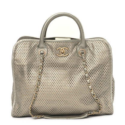 Chanel Metallic Calfskin Perforated Up In The Air Tote Silver 1 of 11