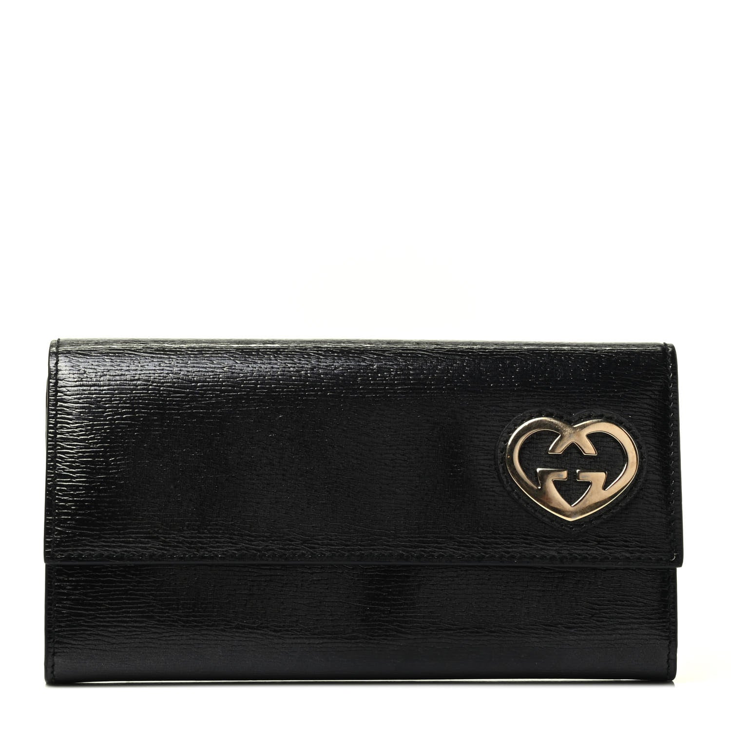 Gucci Shangai Calfskin Lovely Heart Continental Wallet Black 1 of 3