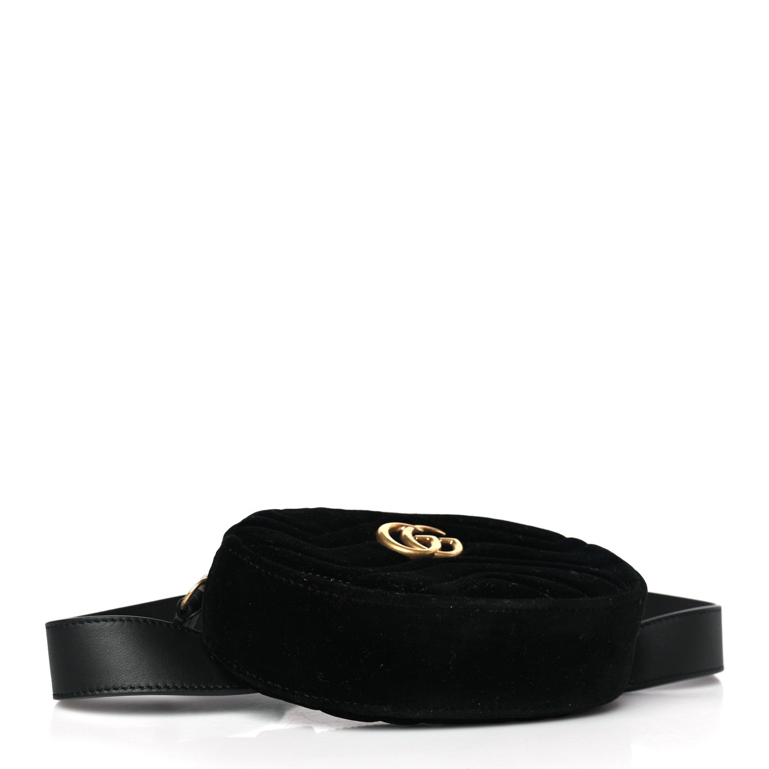 Gucci Velvet Matelasse GG Marmont Belt Bag 85 34 Black 4 of 9