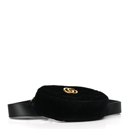 Gucci Velvet Matelasse GG Marmont Belt Bag 85 34 Black 4 of 9