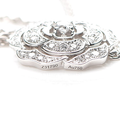 Chanel 18K White Gold Diamond Bouton de Camelia Pendant Necklace 5 of 6