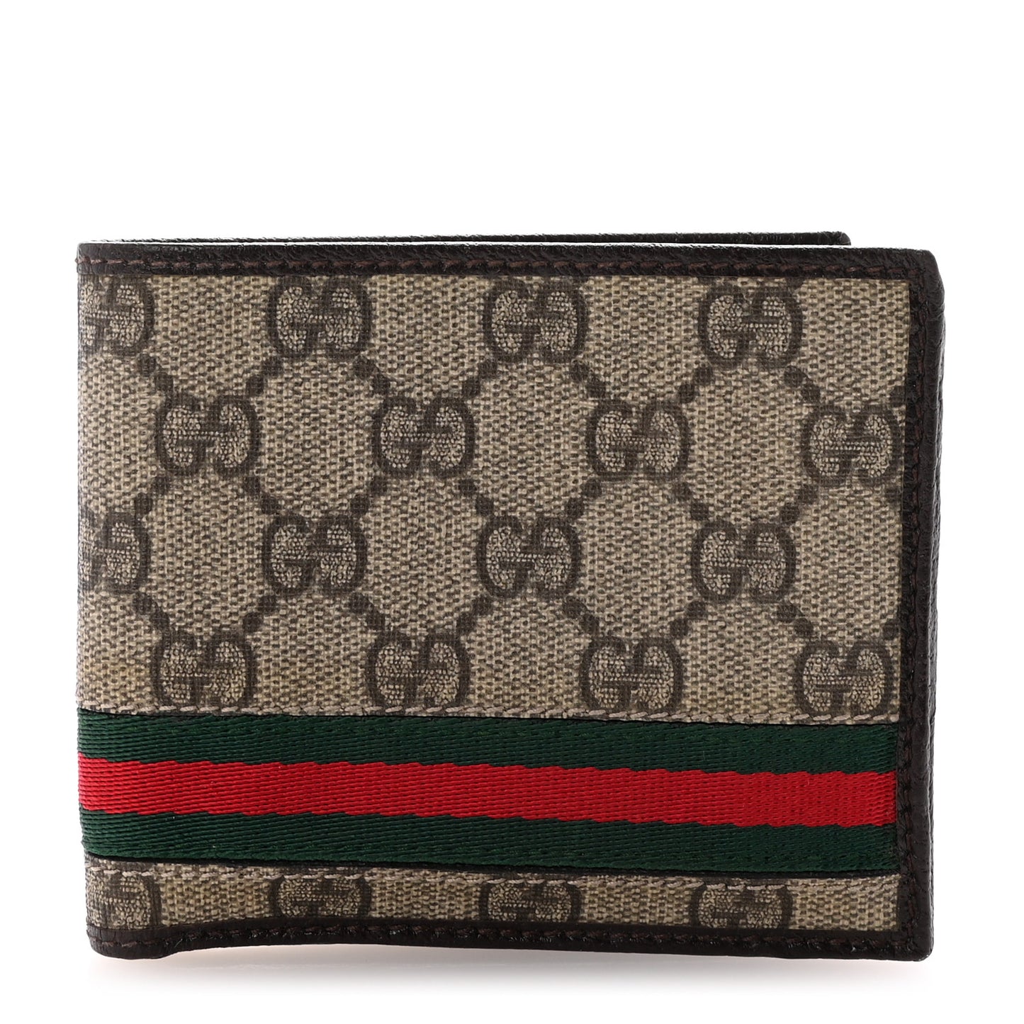 GG Plus Monogram Web Bi-Fold Wallet Dark Brown