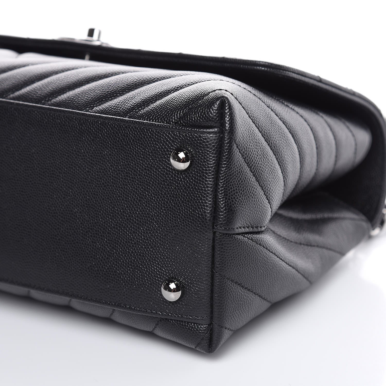 Chanel Caviar Chevron Quilted Small Coco Handle Flap Black 9 of 10