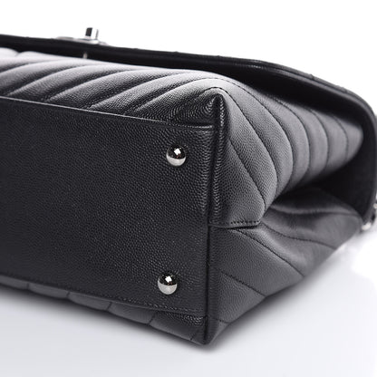Chanel Caviar Chevron Quilted Small Coco Handle Flap Black 9 of 10
