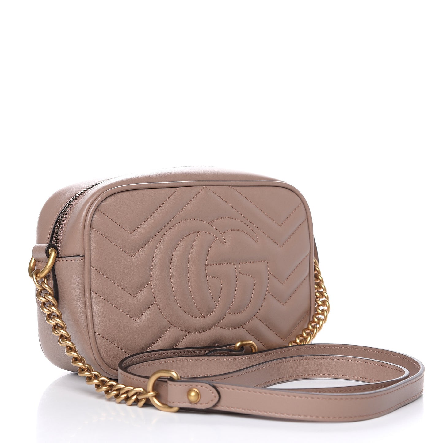 Calfskin Matelasse Mini GG Marmont Chain Shoulder Bag Porcelain Rose