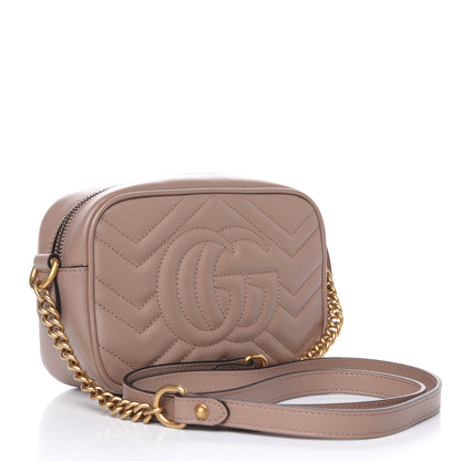 Gucci Calfskin Matelasse Mini GG Marmont Chain Shoulder Bag Porcelain Rose 3 of 9