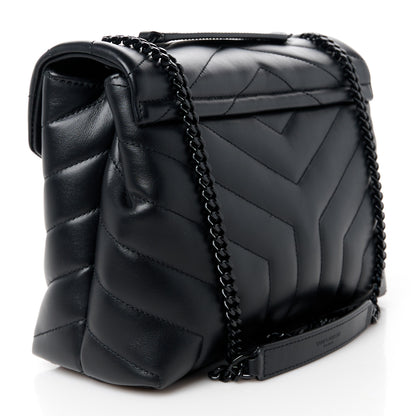 Saint Laurent Calfskin Y Quilted Monogram Monochrome Small Loulou Chain Satchel Black 3 of 11