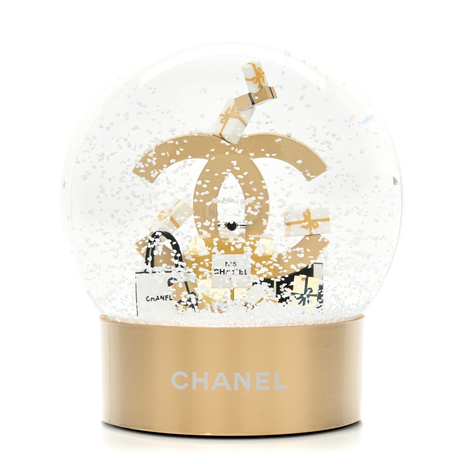 Chanel Glass CC Shopping Bag Snow Globe Gold 1 of 5