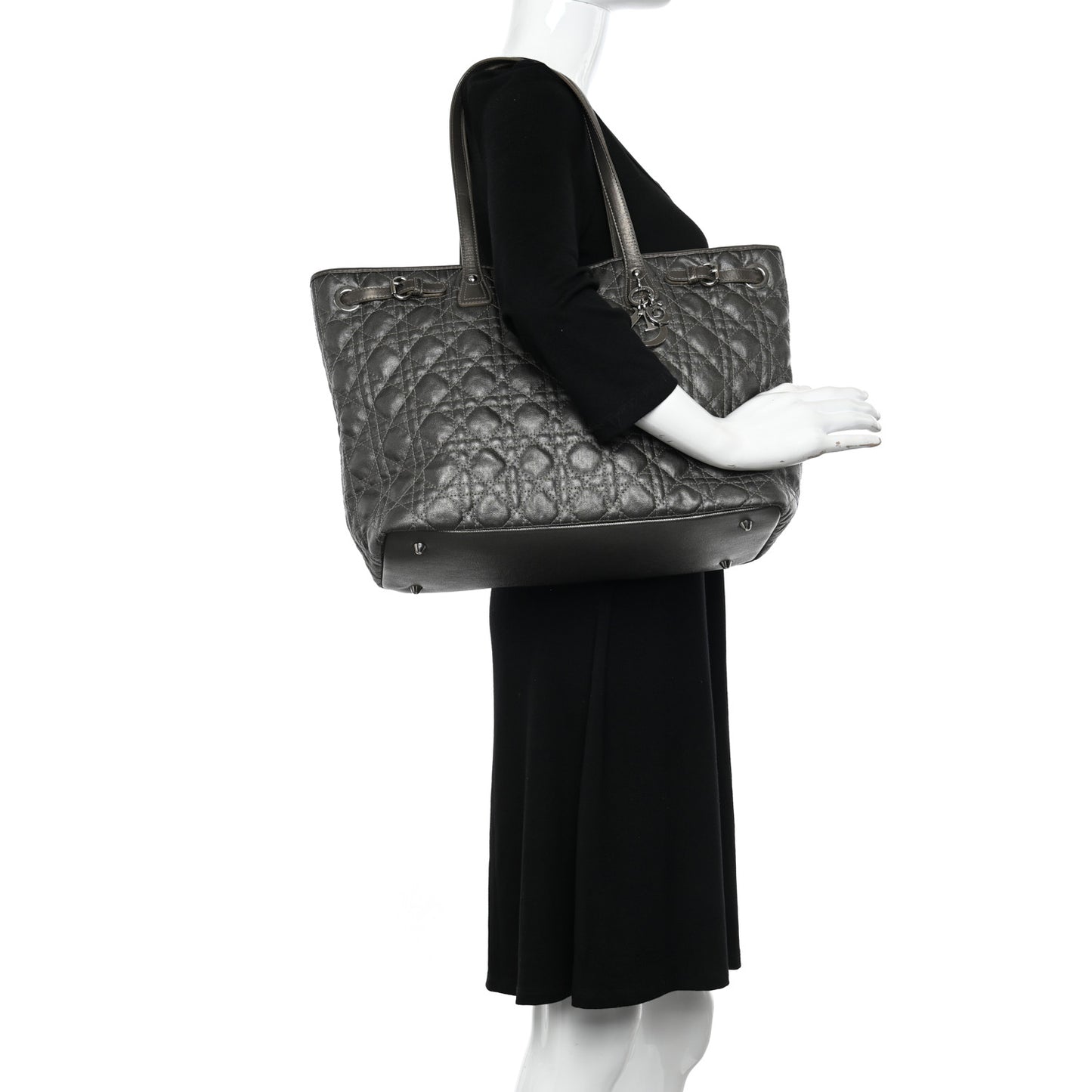 Coated Canvas Cannage Medium Panarea Tote Grey