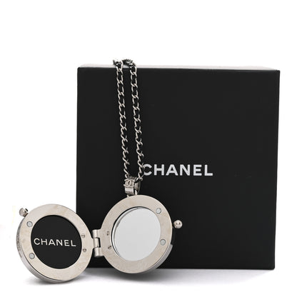 Chanel Resin Crystal Lambskin Ball Mirror Necklace Black Silver 7 of 7