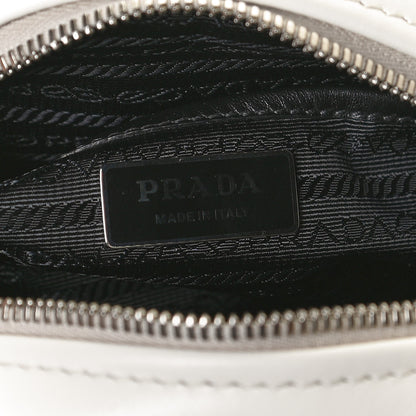 Prada Soft Calfskin Bowling Crossbody Bag White Black 6 of 11