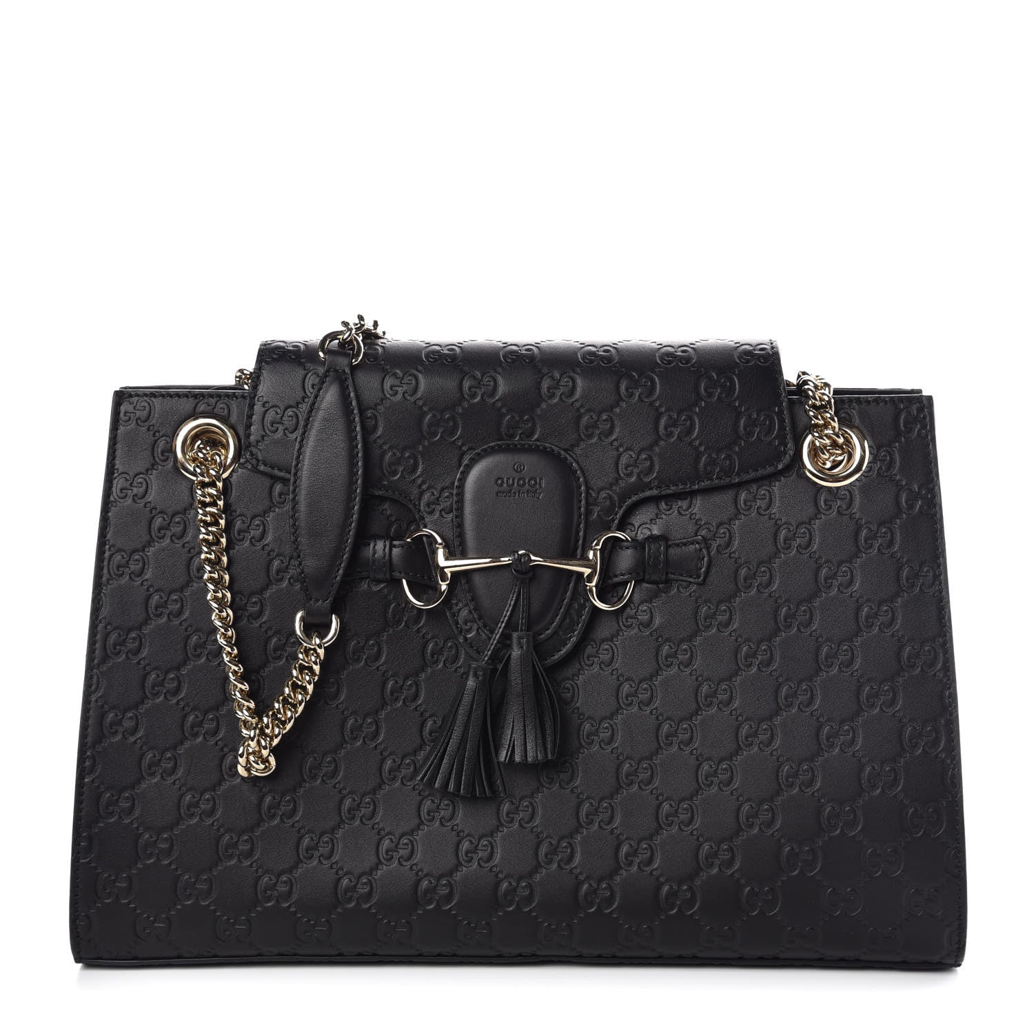 Gucci Guccissima Large Emily Chain Shoulder Bag Black 1 of 9