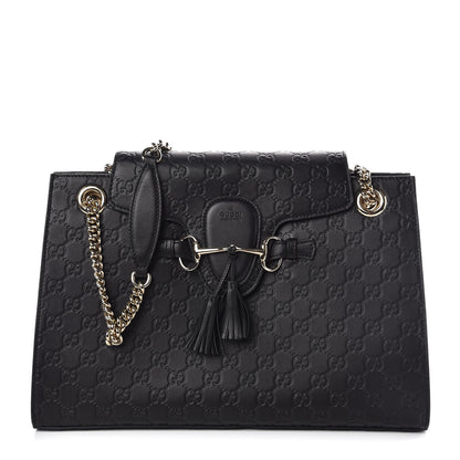 Gucci Guccissima Large Emily Chain Shoulder Bag Black 1 of 9
