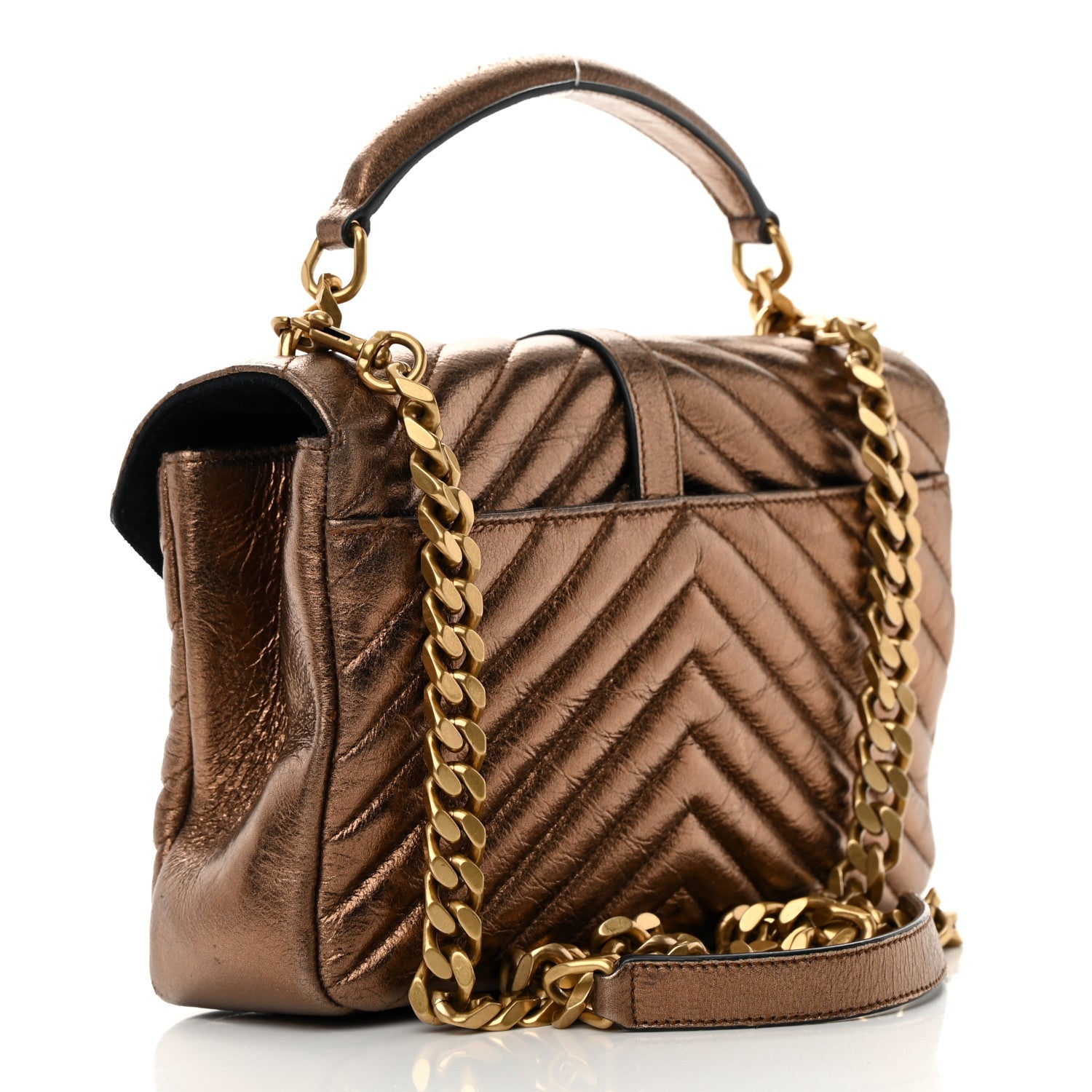 Saint Laurent Metallic Cracked Calfskin Matelasse Monogram Medium College Bag Copper 3 of 18