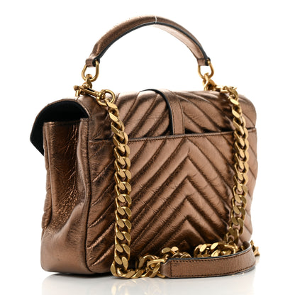 Saint Laurent Metallic Cracked Calfskin Matelasse Monogram Medium College Bag Copper 3 of 18