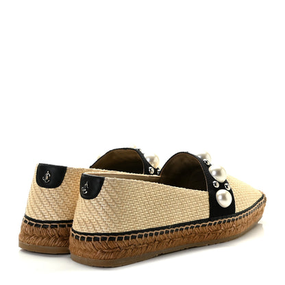 Jimmy Choo Raffia Embellished Dru Espadrilles 38.5 Beige 4 of 9