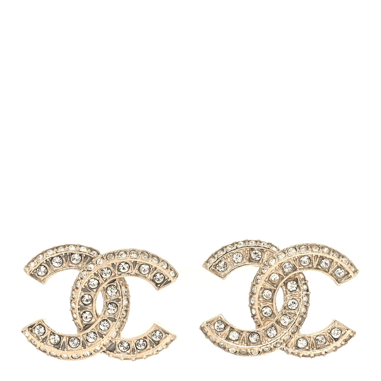 Chanel Crystal Timeless CC Earrings Light Gold 1 of 5