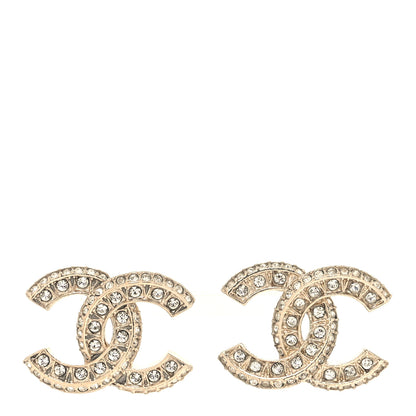 Chanel Crystal Timeless CC Earrings Light Gold 1 of 5