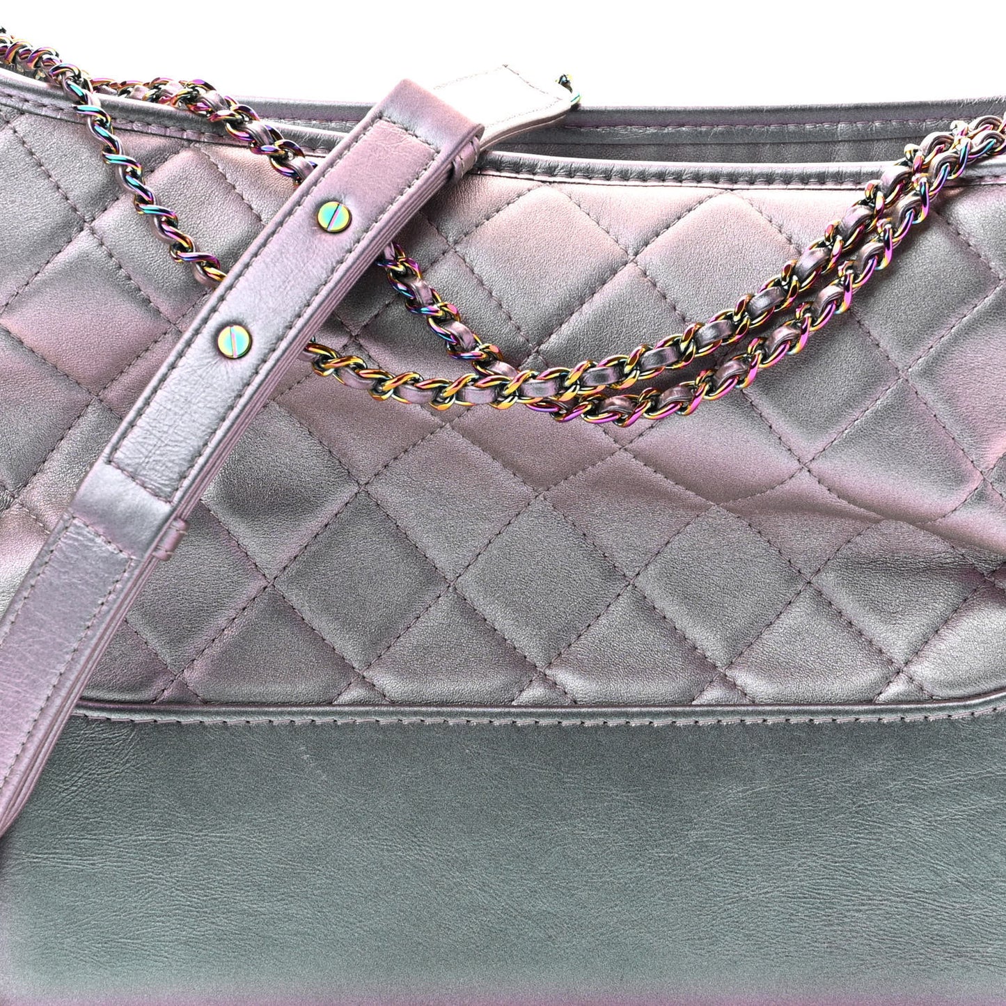 Iridescent Lambskin Calfskin Quilted Medium Gabrielle Hobo Light Purple
