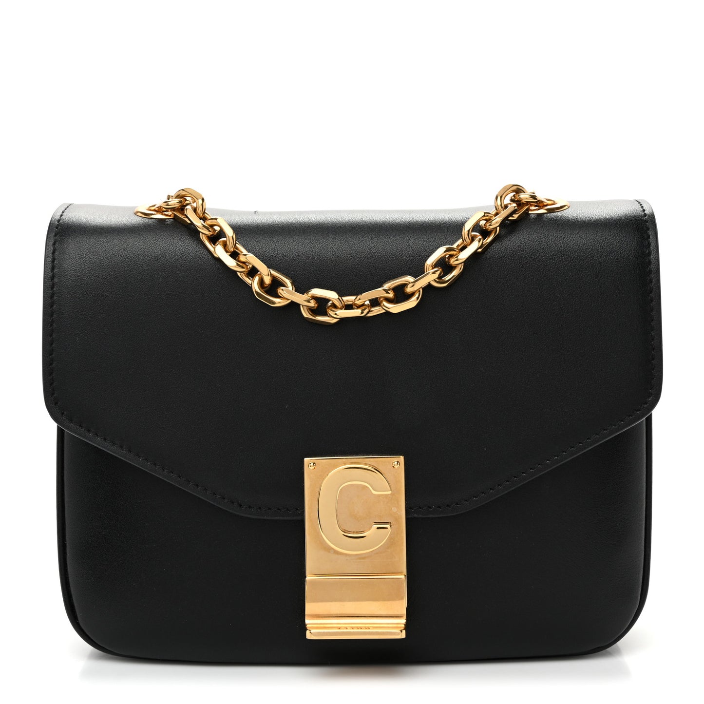 Shiny Calfskin Small C Bag Black