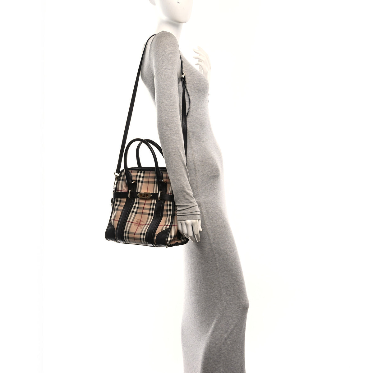 Haymarket Check Top Handle Crossbody Brown