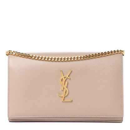 Saint Laurent Grain De Poudre Monogram Chain Wallet Dark Beige 1 of 10