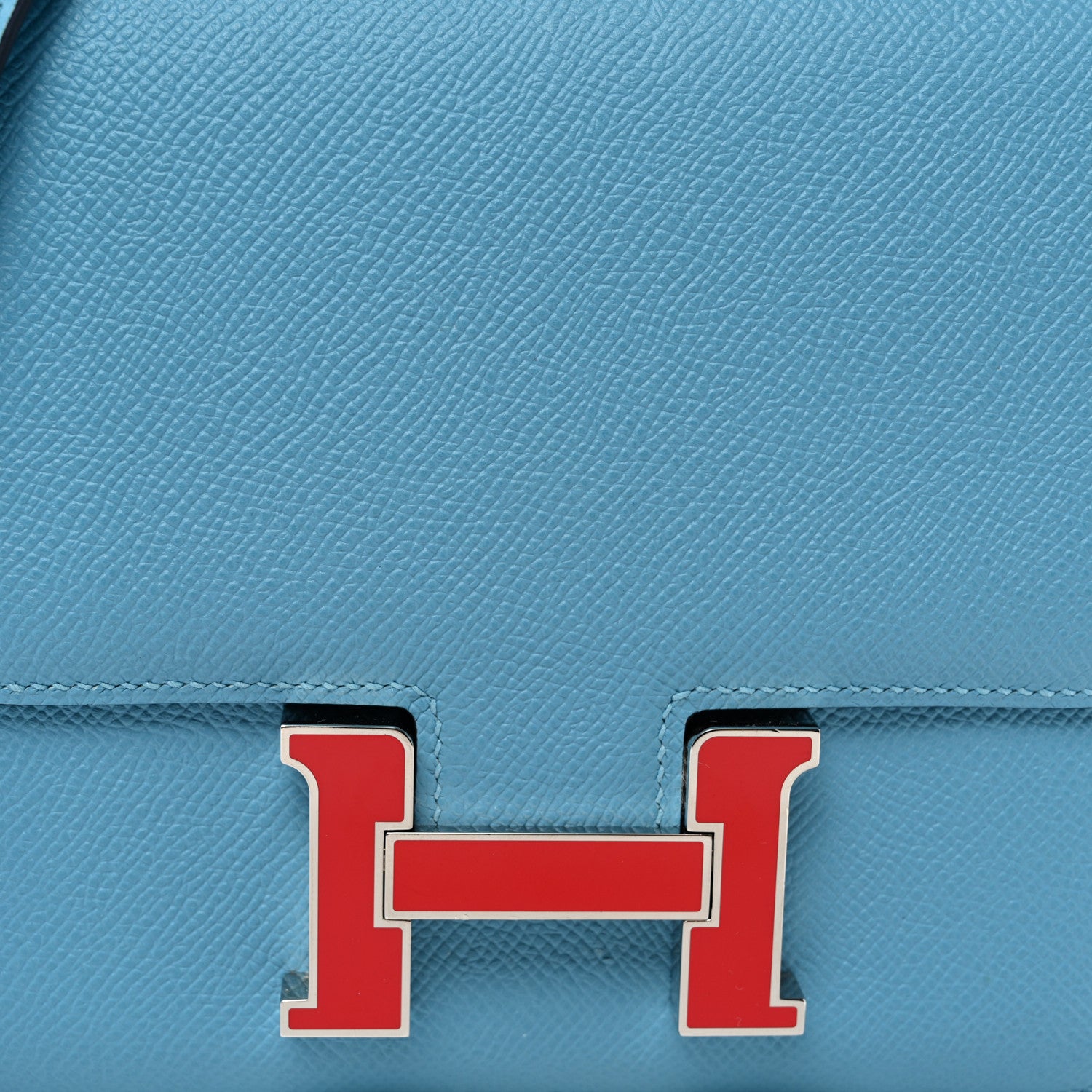Hermes Epsom Enamel Constance 18 Bleu Du Nord Rouge de Coeur 8 of 10
