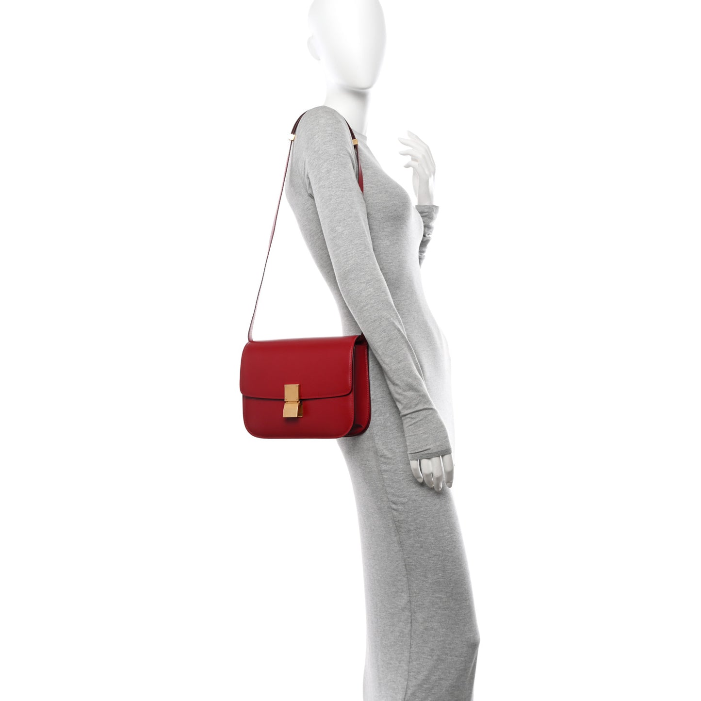 Box Calfskin Medium Classic Box Flap Bag Red