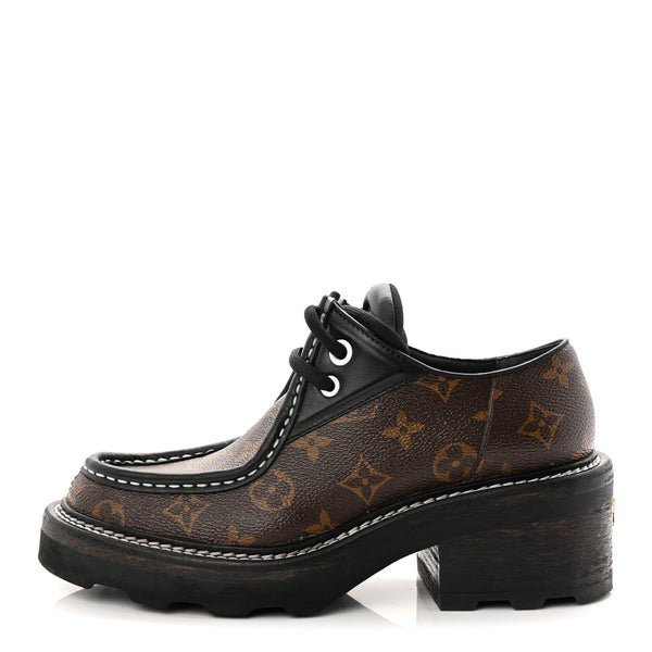 Louis Vuitton Monogram Calfskin Beaubourg Platform Derby Shoes 37.5 Brown  1874775 – FASHIONPHILE