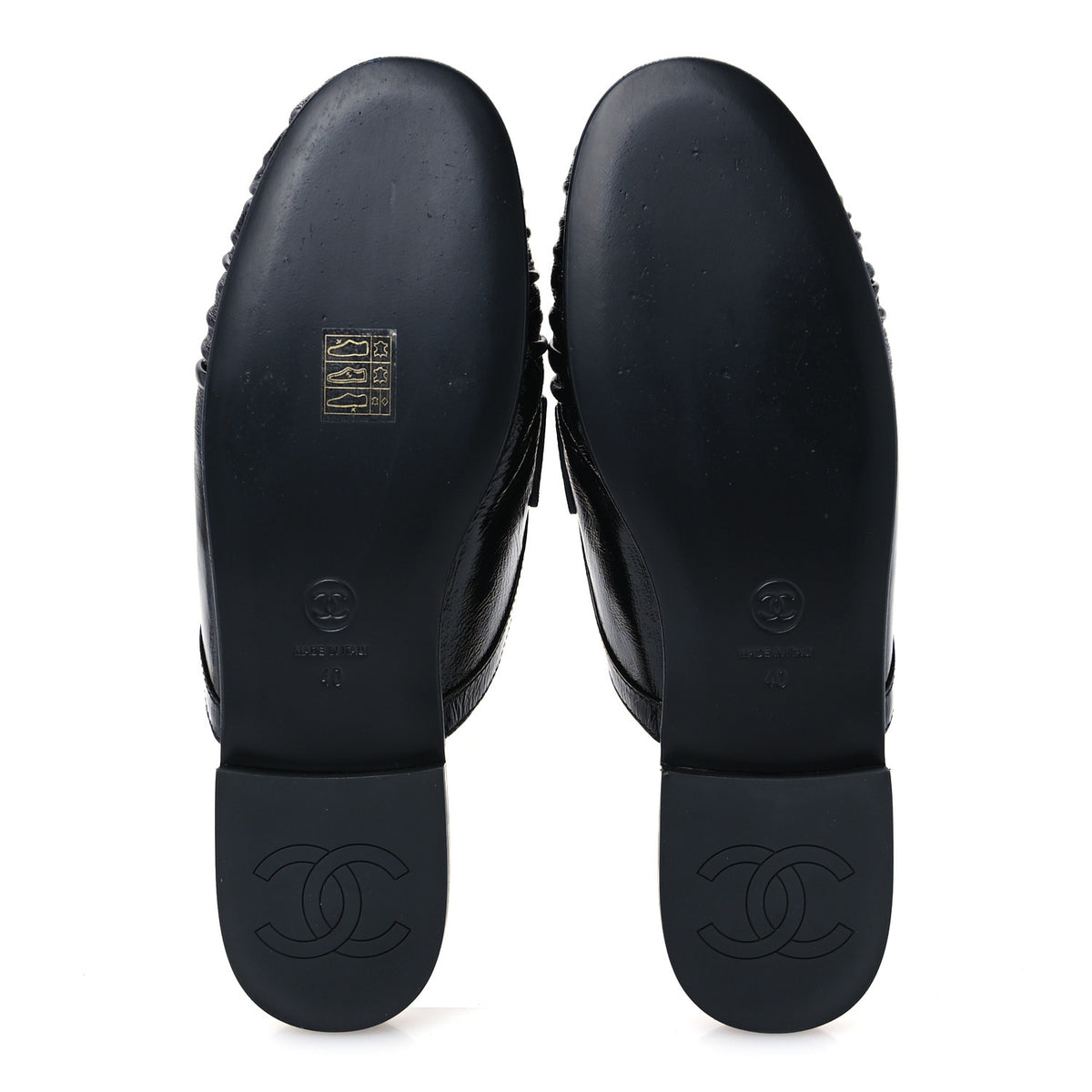 Chanel Shiny Crumpled Lambskin CC Mules 40 Black 6 of 10