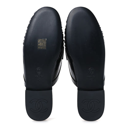 Chanel Shiny Crumpled Lambskin CC Mules 40 Black 6 of 10