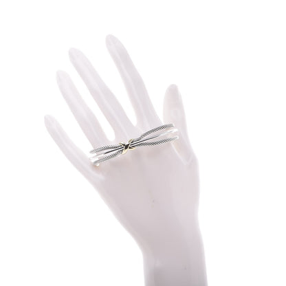 David Yurman Sterling Silver 18K Yellow Gold 7mm Crossover X Bracelet 2 of 4