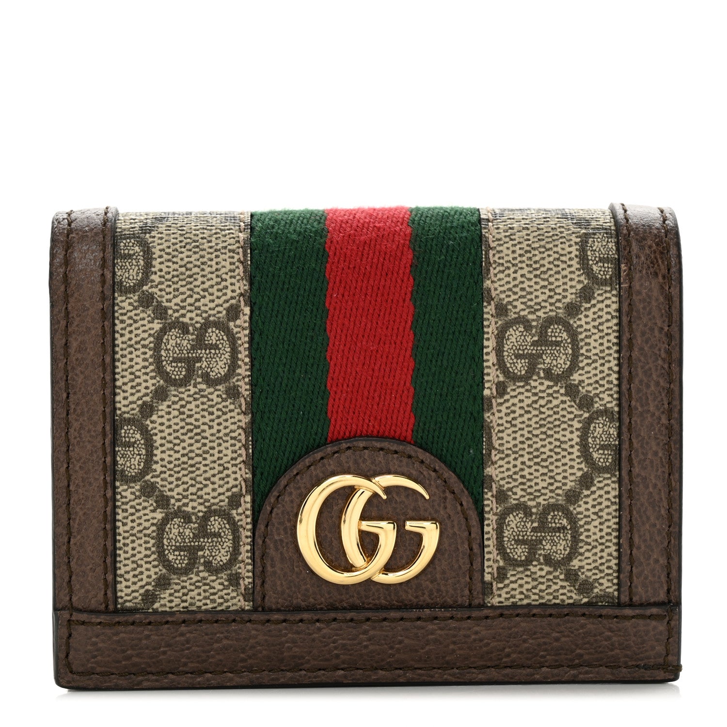 Gucci GG Supreme Monogram Web Ophidia Card Case Beige New Acero 1 of 7
