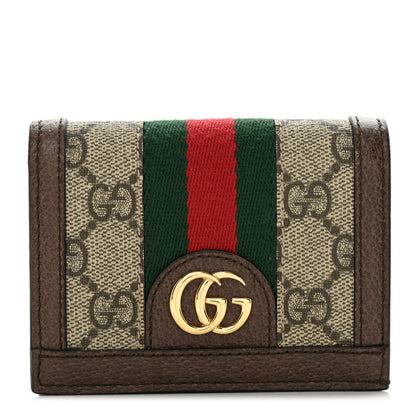 Gucci GG Supreme Monogram Web Ophidia Card Case Beige New Acero 1 of 7