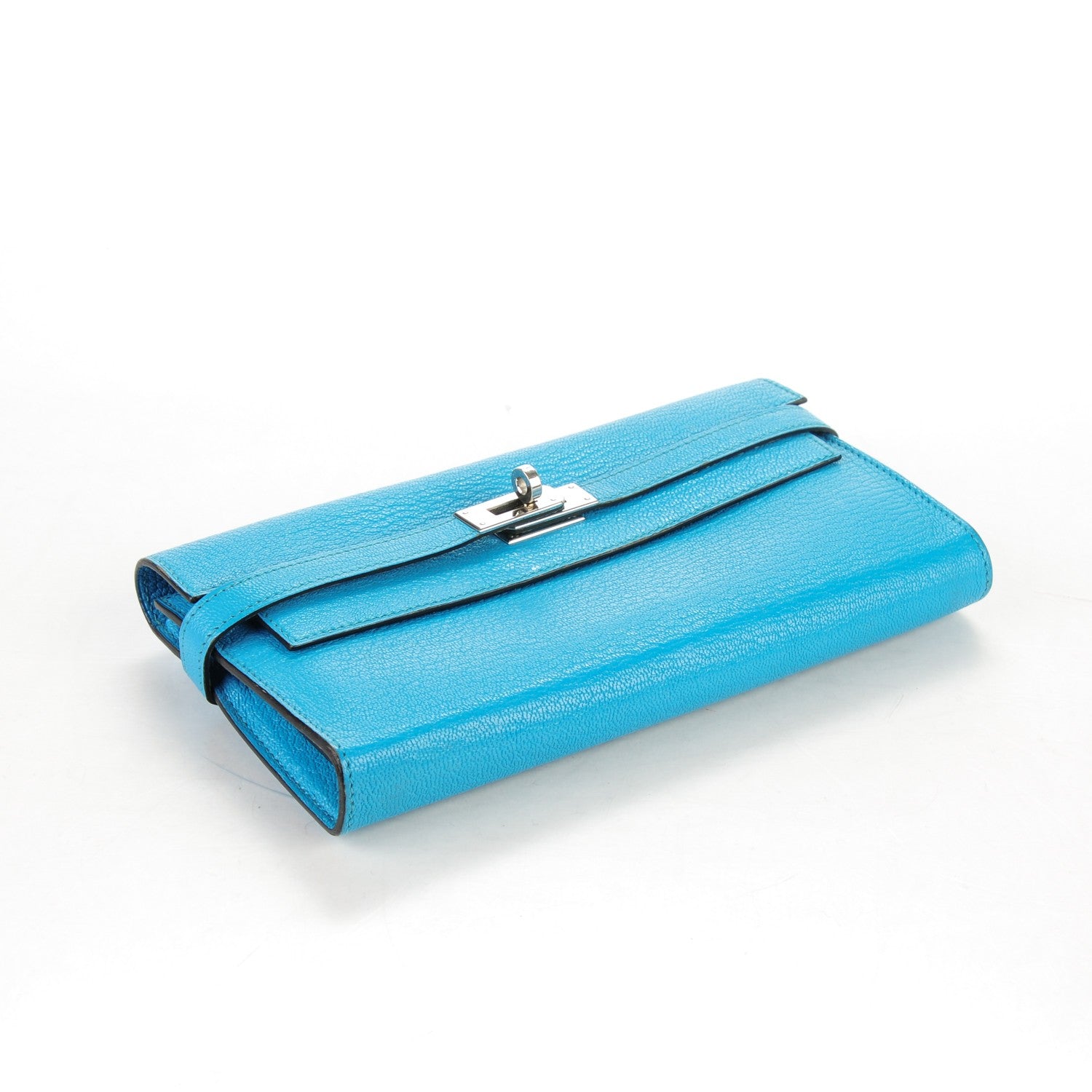 Hermes Chevre Mysore Kelly Longue Wallet Turquoise 4 of 7
