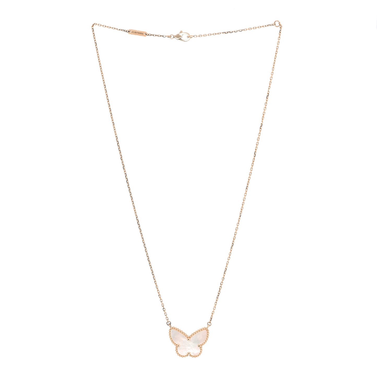 18K Yellow Gold Mother of Pearl Lucky Alhambra Butterfly Pendant Necklace