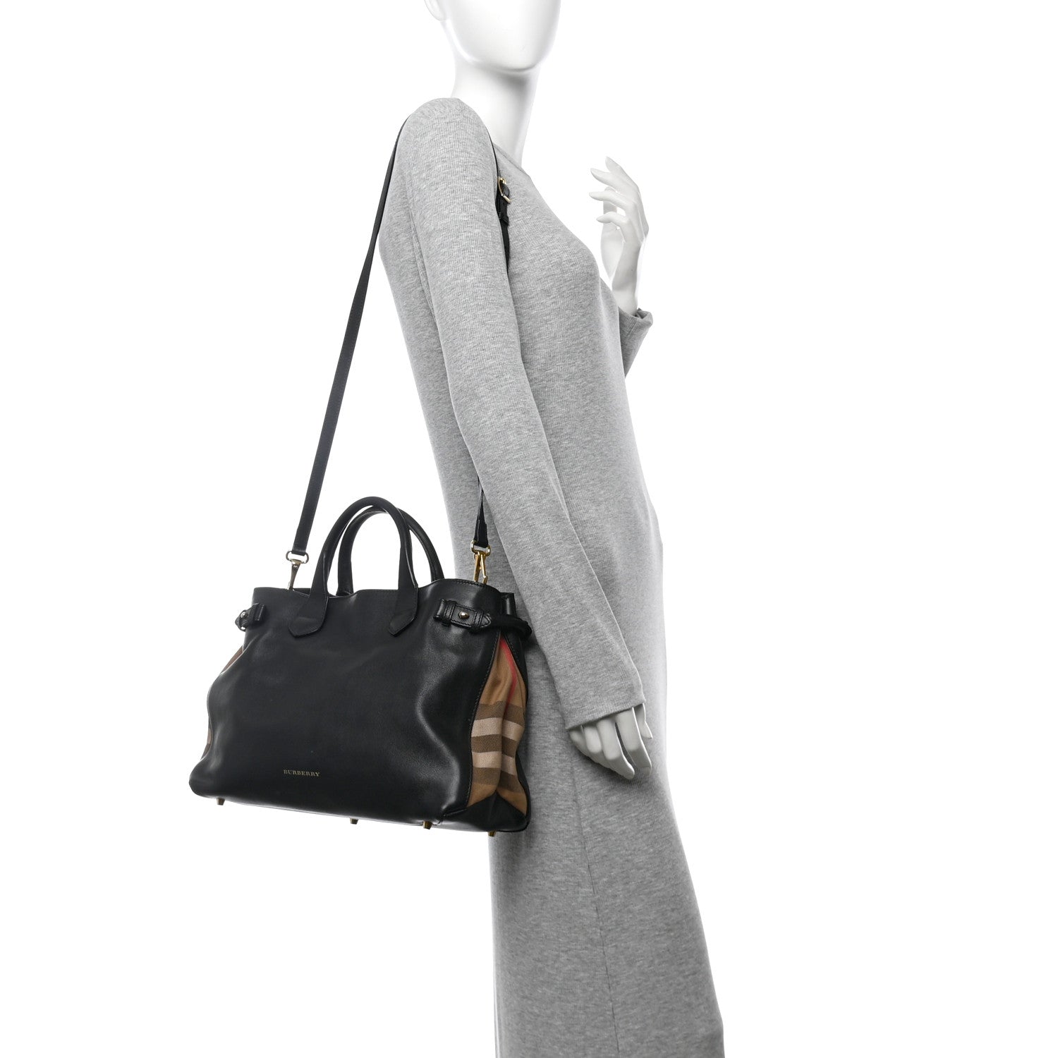 Burberry Smooth Calfskin Medium Sartorial Banner Tote Black 3 of 15