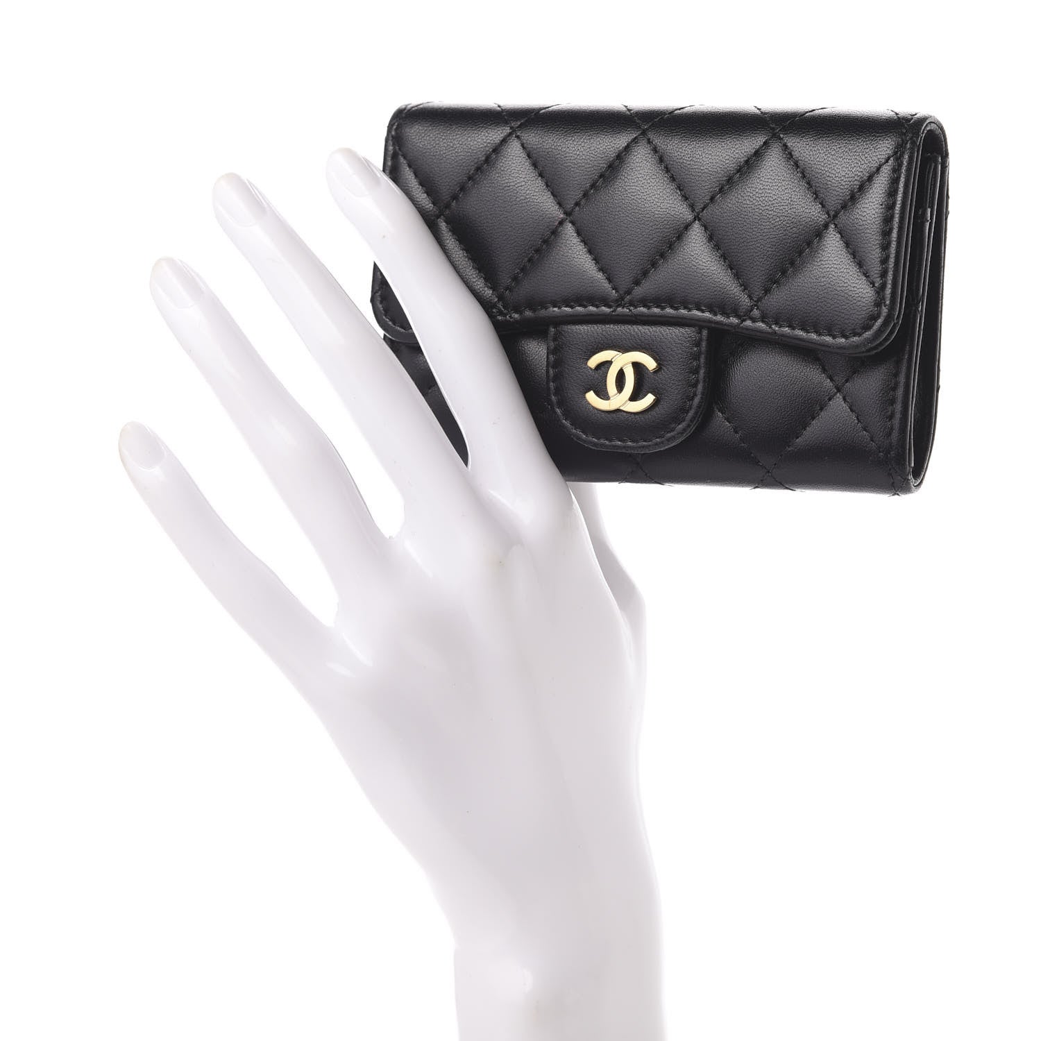 Chanel Lambskin Quilted Flap Card Holder Black 2 of 10
